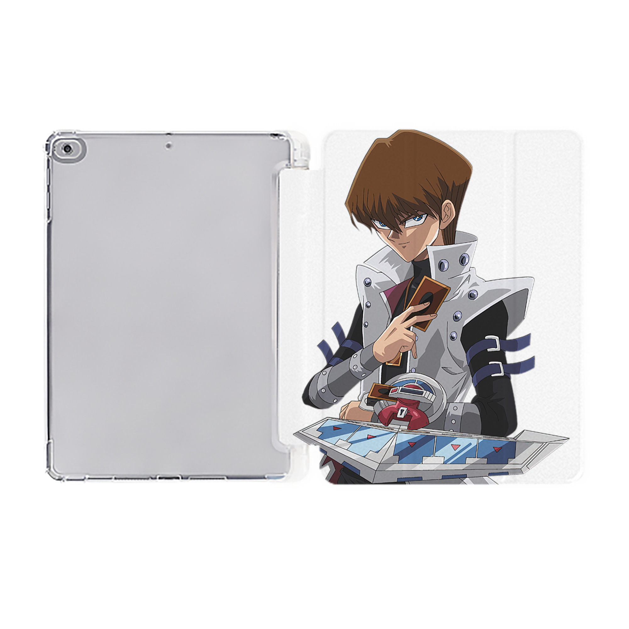 （画像用） 遊☆戯☆王 Yu-Gi-Oh! IPad ケース ペン収納付き 三つ折りスタンド PUレザー×シリコン 対応機種9.5/10.5/10.9インチ